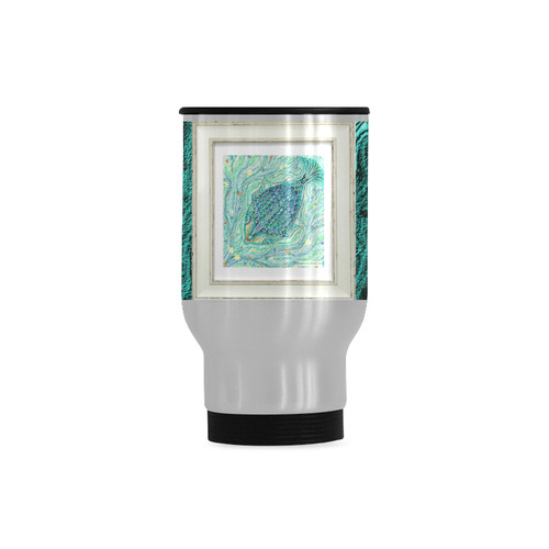 artistic green fish 2 Travel Mug (Silver) (14 Oz)