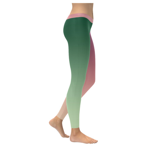 Burgundy green Ombre Women's Low Rise Leggings (Invisible Stitch) (Model L05)