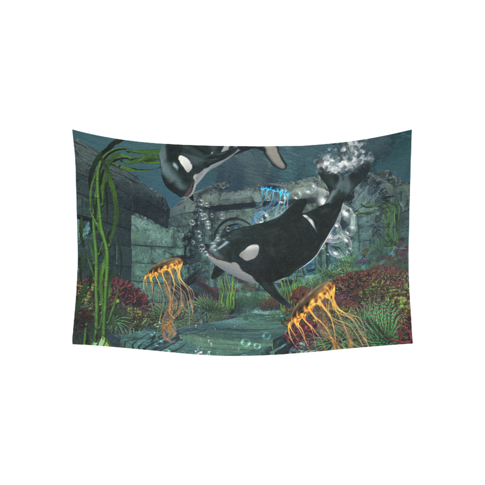 Amazing orcas Cotton Linen Wall Tapestry 60"x 40"