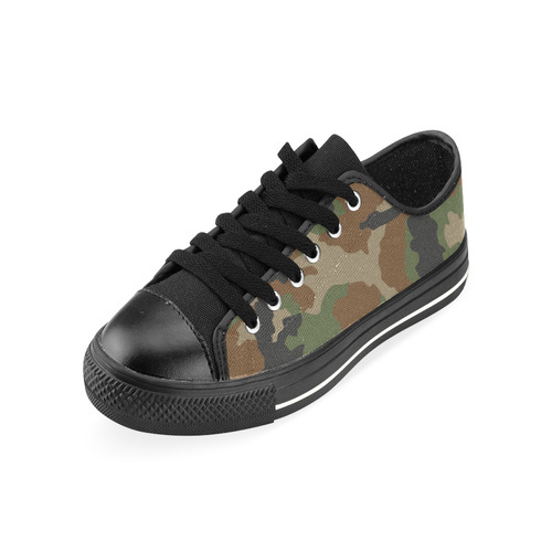 Woodland camouflage "black" Men's Classic Canvas Shoes (Model 018)