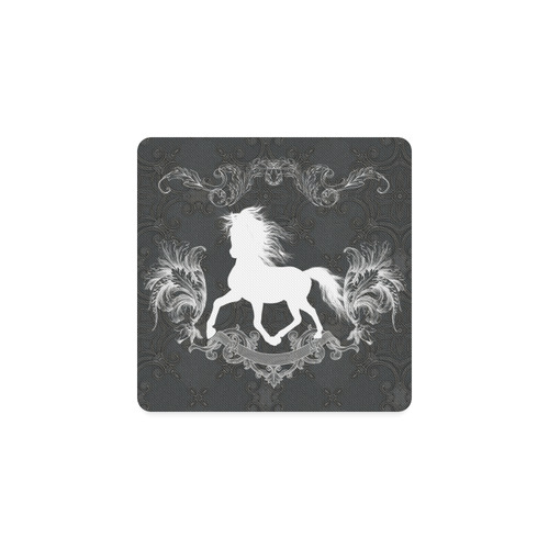 Horse, black and white Square Coaster