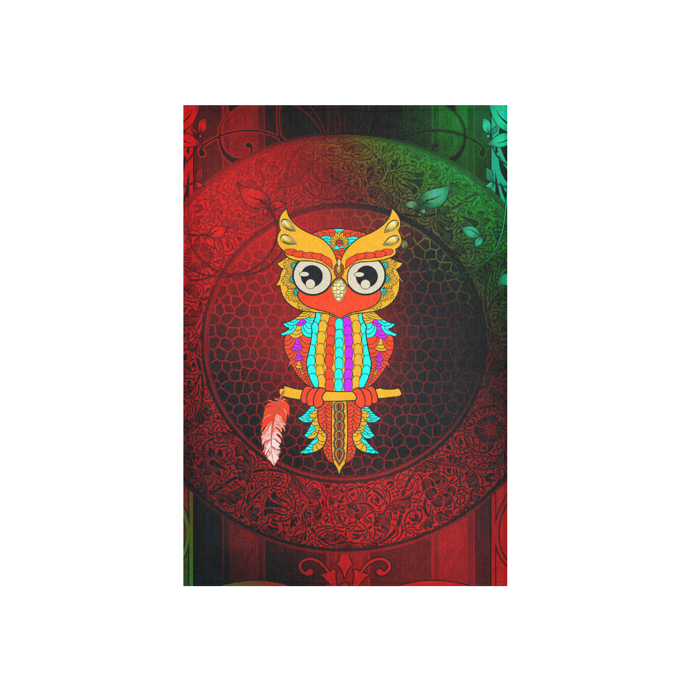 Cute owl, mandala design Cotton Linen Wall Tapestry 40"x 60"