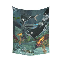 Amazing orcas Cotton Linen Wall Tapestry 60"x 80"