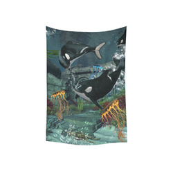 Amazing orcas Cotton Linen Wall Tapestry 40"x 60"