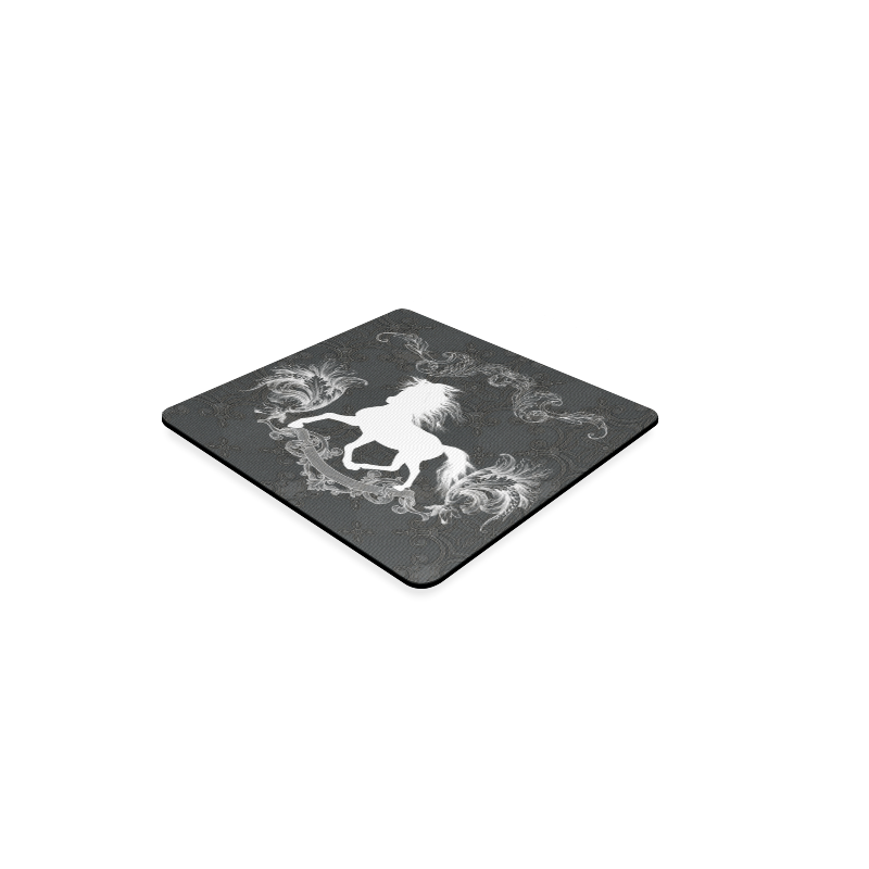 Horse, black and white Square Coaster