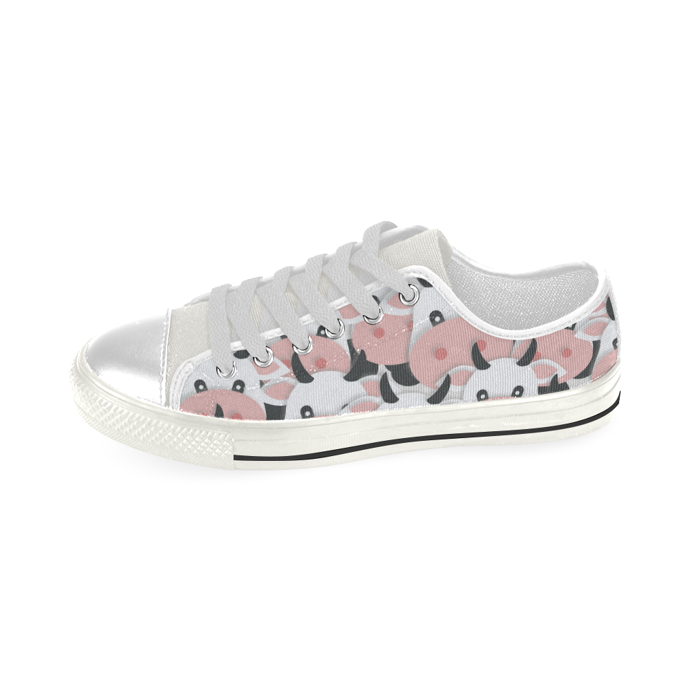 Herd of Cartoon Cows Low Top Canvas Shoes for Kid (Model 018)