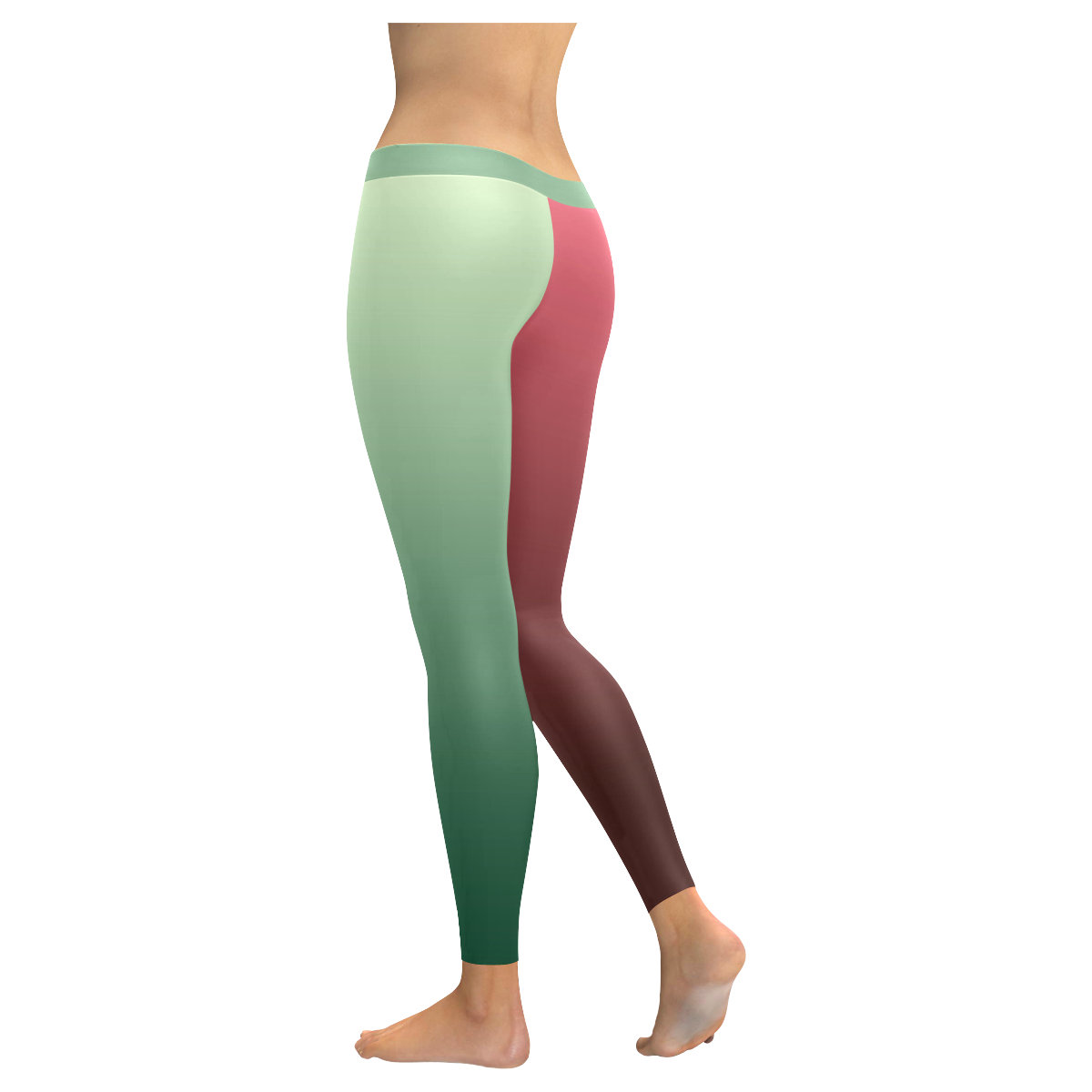19Burgundy green Ombre Women's Low Rise Leggings (Invisible Stitch) (Model L05)