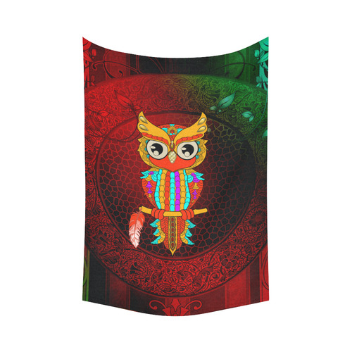 Cute owl, mandala design Cotton Linen Wall Tapestry 60"x 90"
