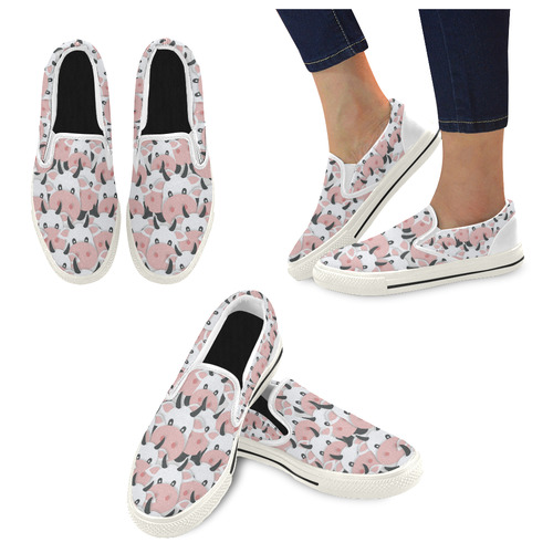 Herd of Cartoon Cows Slip-on Canvas Shoes for Kid (Model 019)