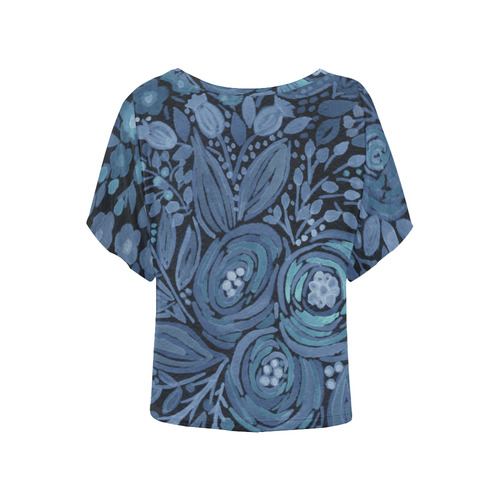Watercolor Night garden Women's Batwing-Sleeved Blouse T shirt (Model T44)