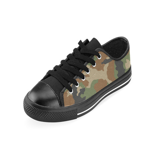 Woodland camouflage "black" Men's Classic Canvas Shoes/Large Size (Model 018)
