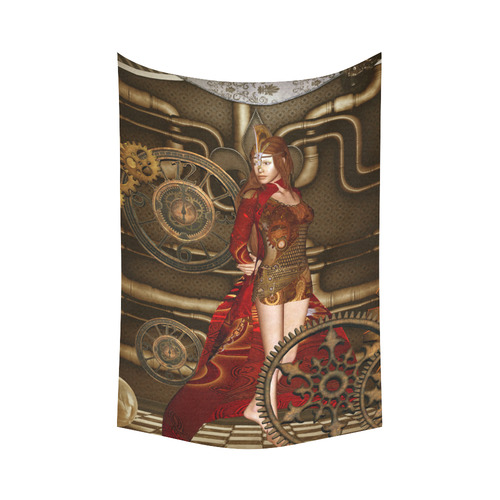Steampunk, awesome steam lady Cotton Linen Wall Tapestry 60"x 90"