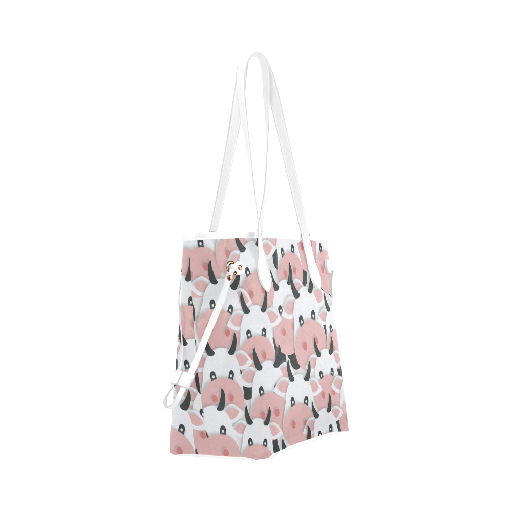 Herd of Cartoon Cows Clover Canvas Tote Bag (Model 1661)