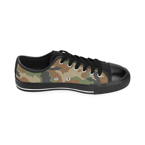 Woodland camouflage "black" Men's Classic Canvas Shoes/Large Size (Model 018)