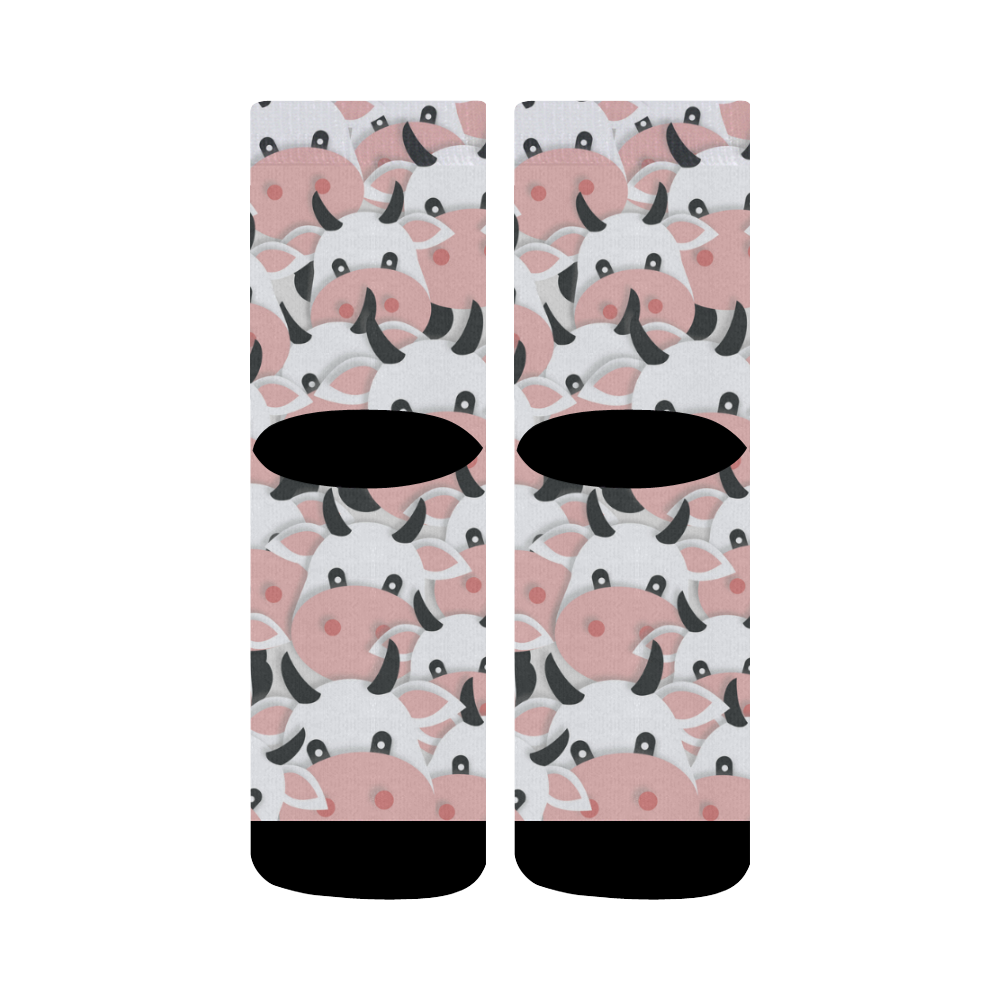 Herd of Cartoon Cows Crew Socks