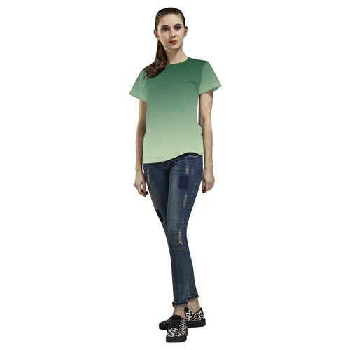Green Ombre All Over Print T-Shirt for Women (USA Size) (Model T40)