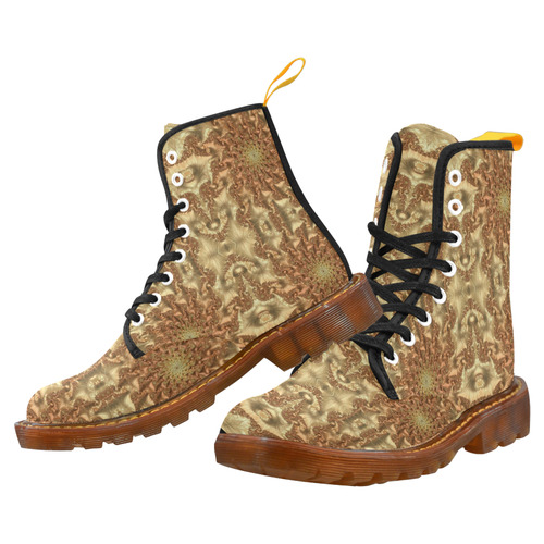 Swirls of Gold Metallic Leaves Fractal Abstract Martin Boots For Men Model 1203H