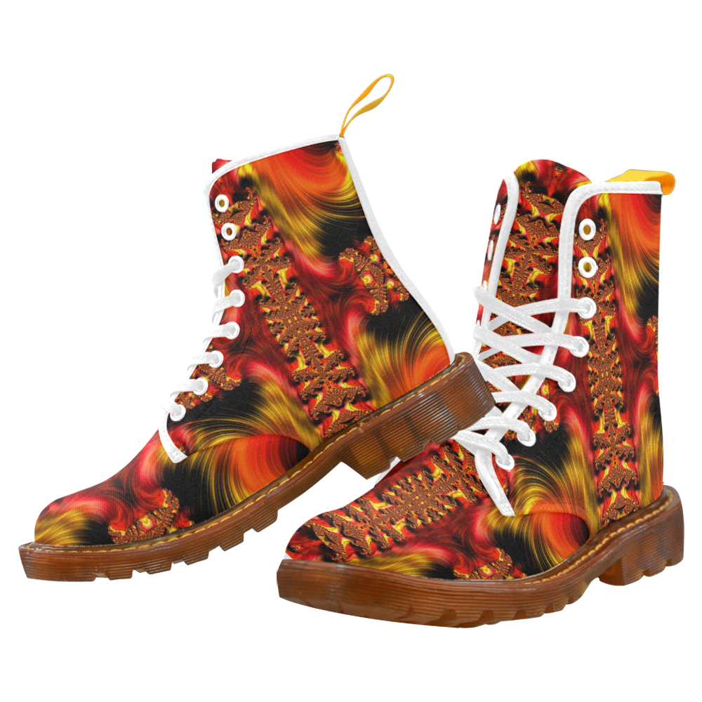 Fire Purifying Gold Fractal Abstract Martin Boots For Men Model 1203H