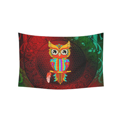Cute owl, mandala design Cotton Linen Wall Tapestry 60"x 40"