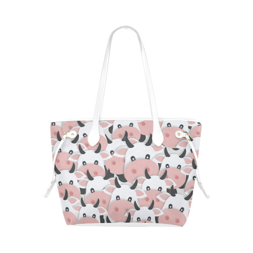 Herd of Cartoon Cows Clover Canvas Tote Bag (Model 1661)