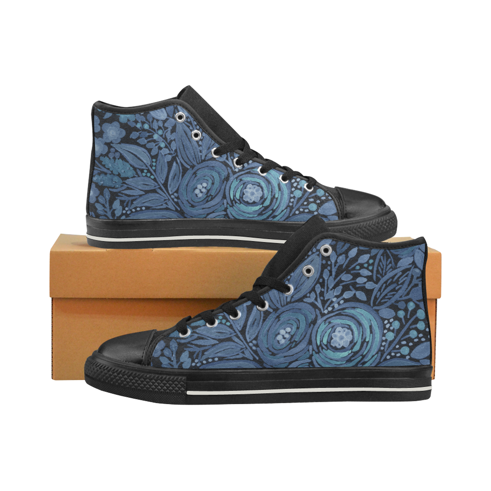 Watercolor Night garden High Top Canvas Women's Shoes/Large Size (Model 017)