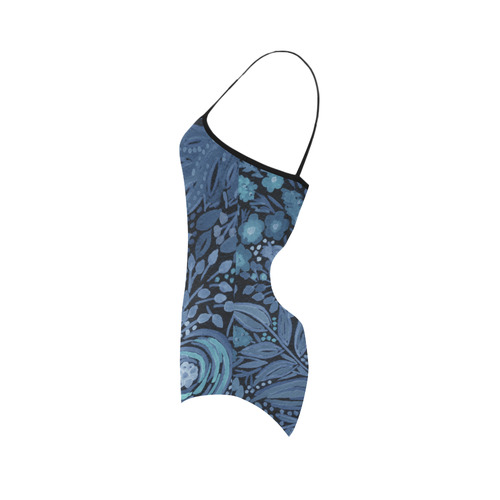 Watercolor Night garden Strap Swimsuit ( Model S05)