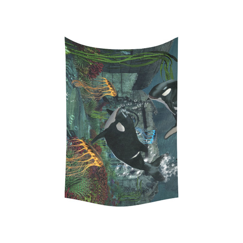 Amazing orcas Cotton Linen Wall Tapestry 60"x 40"