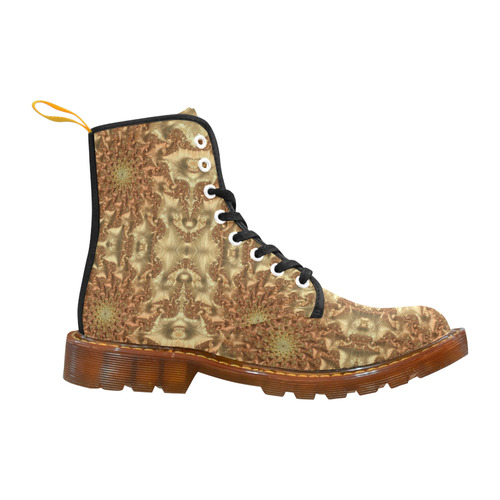 Swirls of Gold Metallic Leaves Fractal Abstract Martin Boots For Men Model 1203H