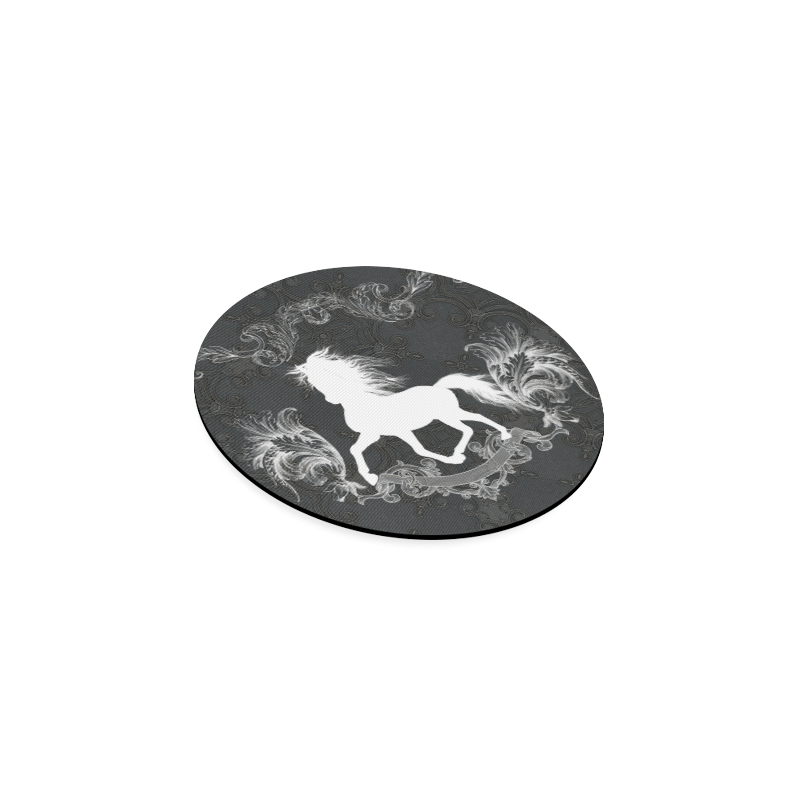 Horse, black and white Round Coaster