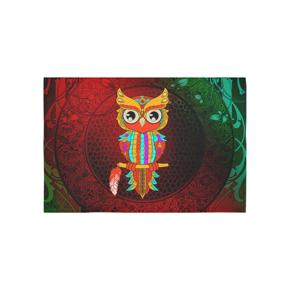 Cute owl, mandala design Cotton Linen Wall Tapestry 60"x 40"