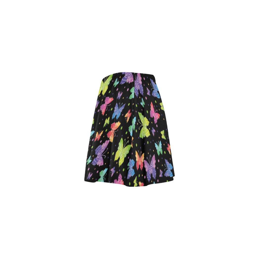 Colorful Butterflies Black Edition Mini Skating Skirt (Model D36)