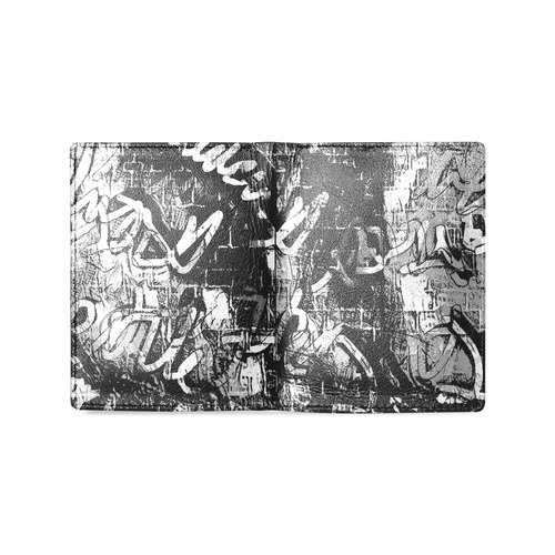 Black and White Graffiti Men's Leather Wallet (Model 1612)