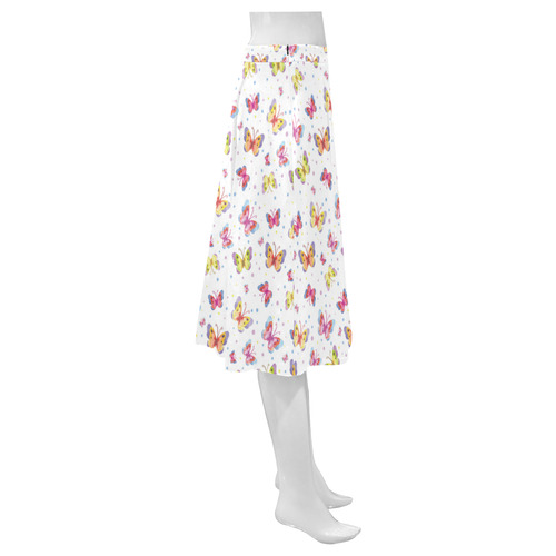 Watercolor Butterflies Mnemosyne Women's Crepe Skirt (Model D16)