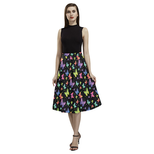 Colorful Butterflies Black Edition Aoede Crepe Skirt (Model D16)