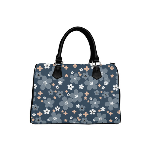 Blue floral pattern Boston Handbag (Model 1621)