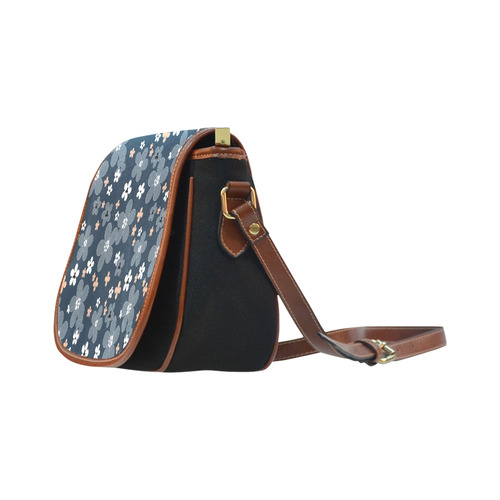 Blue floral pattern Saddle Bag/Small (Model 1649)(Flap Customization)