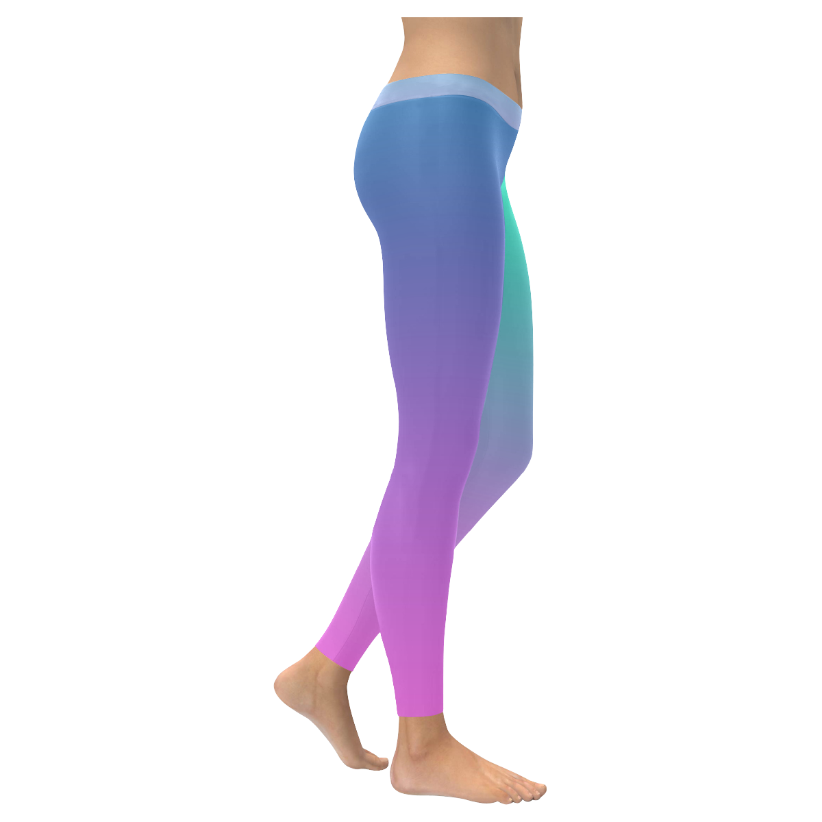 Pink , blue , turquoise Ombre Women's Low Rise Leggings (Invisible Stitch) (Model L05)