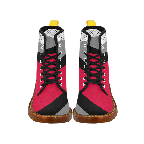 Red gray black patchwork Martin Boots For Women Model 1203H