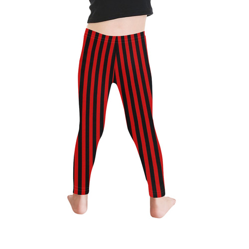 Halloween Black and Red Stripes Kid's Ankle Length Leggings (Model L06)