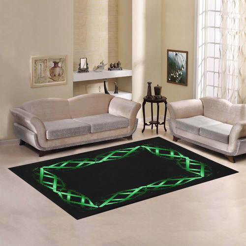 Black & Green Twisted Metal Area Rug7'x5'