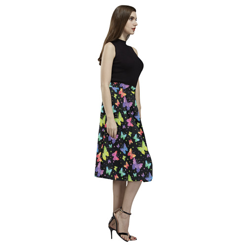 Colorful Butterflies Black Edition Aoede Crepe Skirt (Model D16)