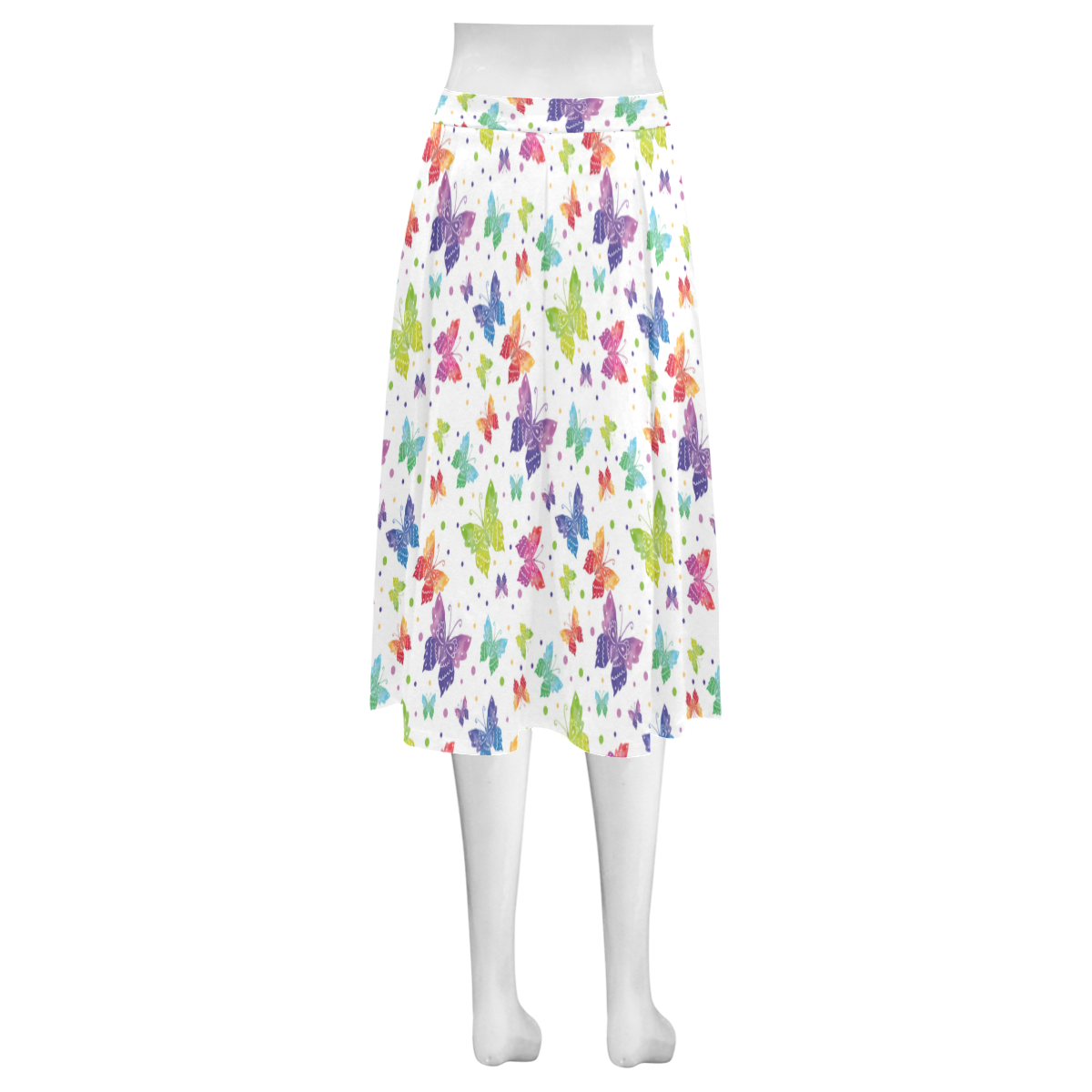 Colorful Butterflies Mnemosyne Women's Crepe Skirt (Model D16)