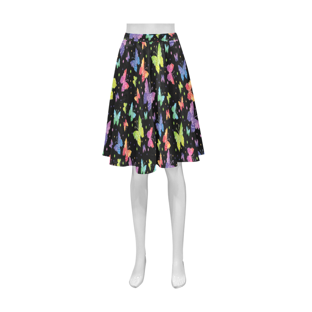 Colorful Butterflies Black Edition Athena Women's Short Skirt (Model D15)