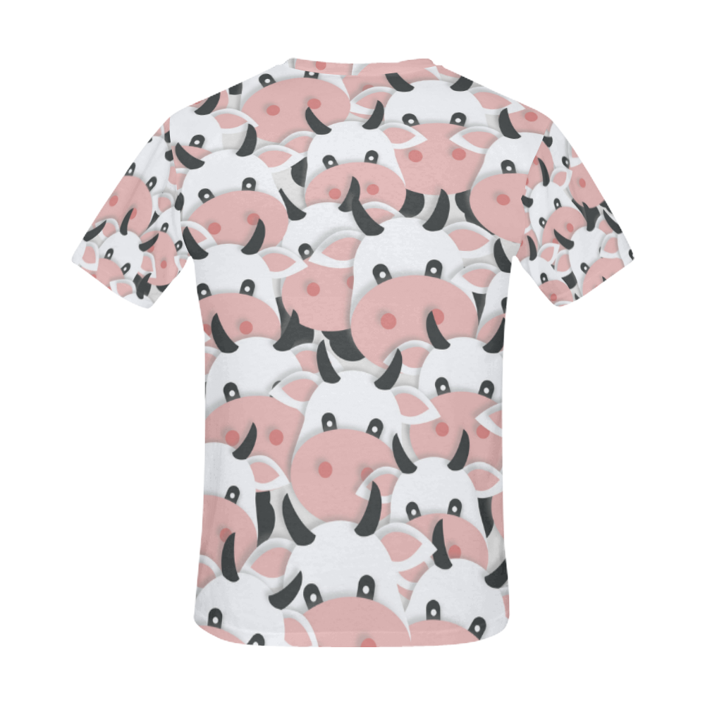 Herd of Cartoon Cows All Over Print T-Shirt for Men (USA Size) (Model T40)
