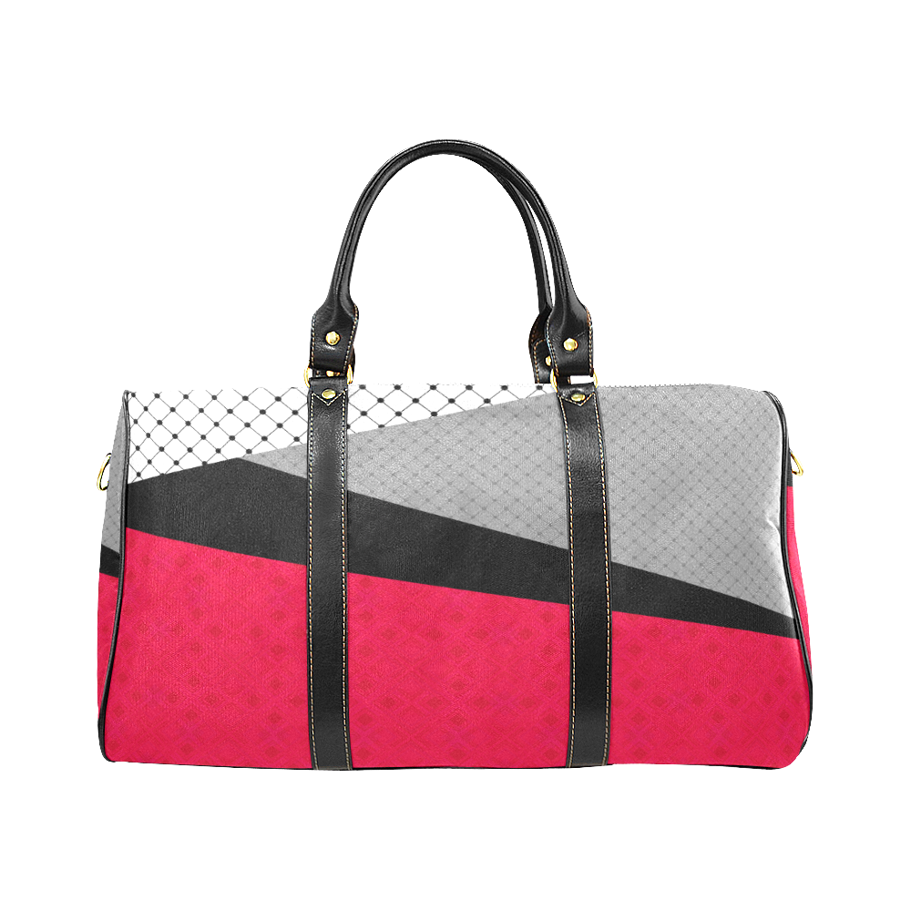 Red gray black patchwork New Waterproof Travel Bag/Large (Model 1639)