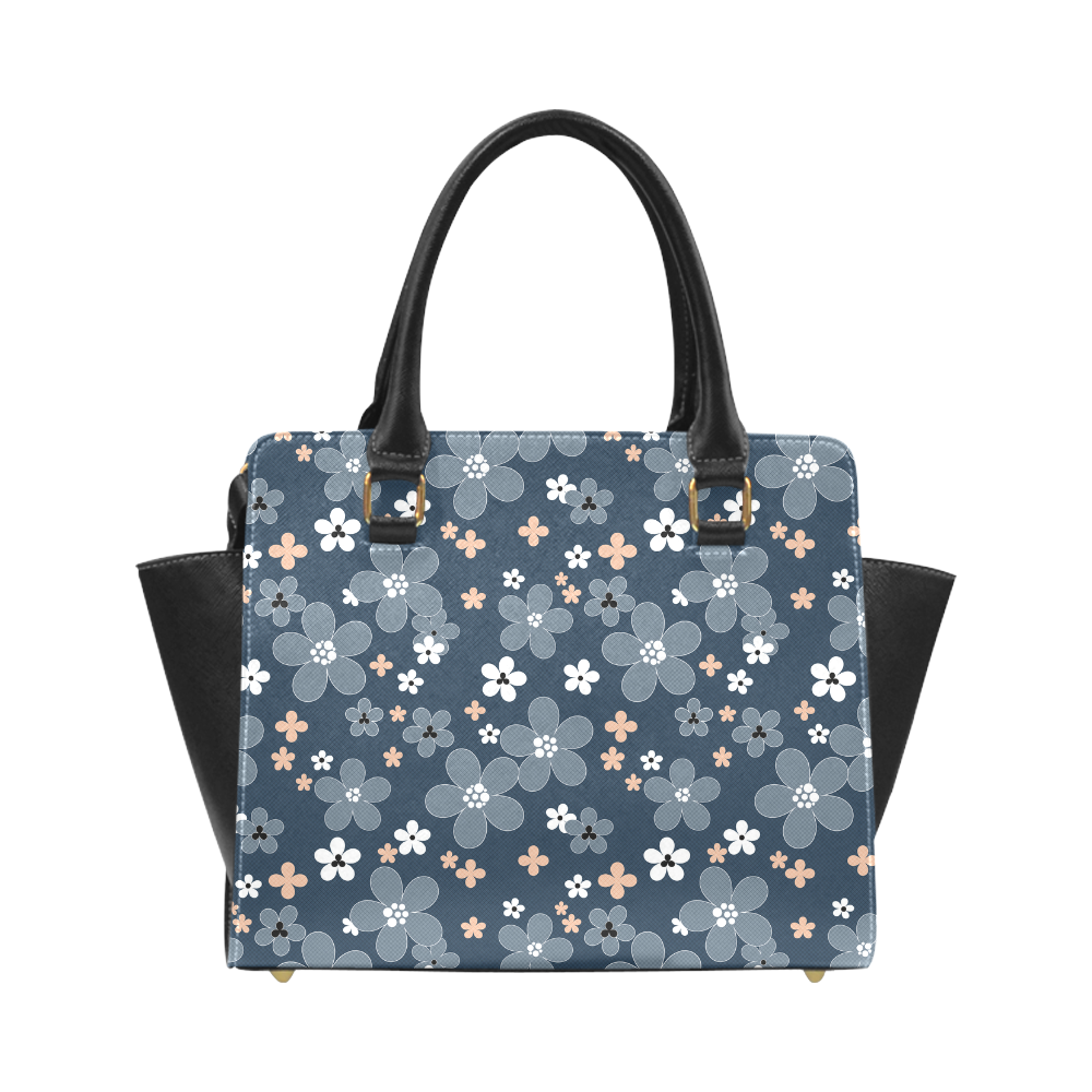 Blue floral pattern Classic Shoulder Handbag (Model 1653)