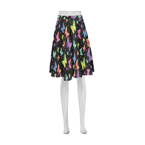 Colorful Butterflies Black Edition Athena Women's Short Skirt (Model D15)
