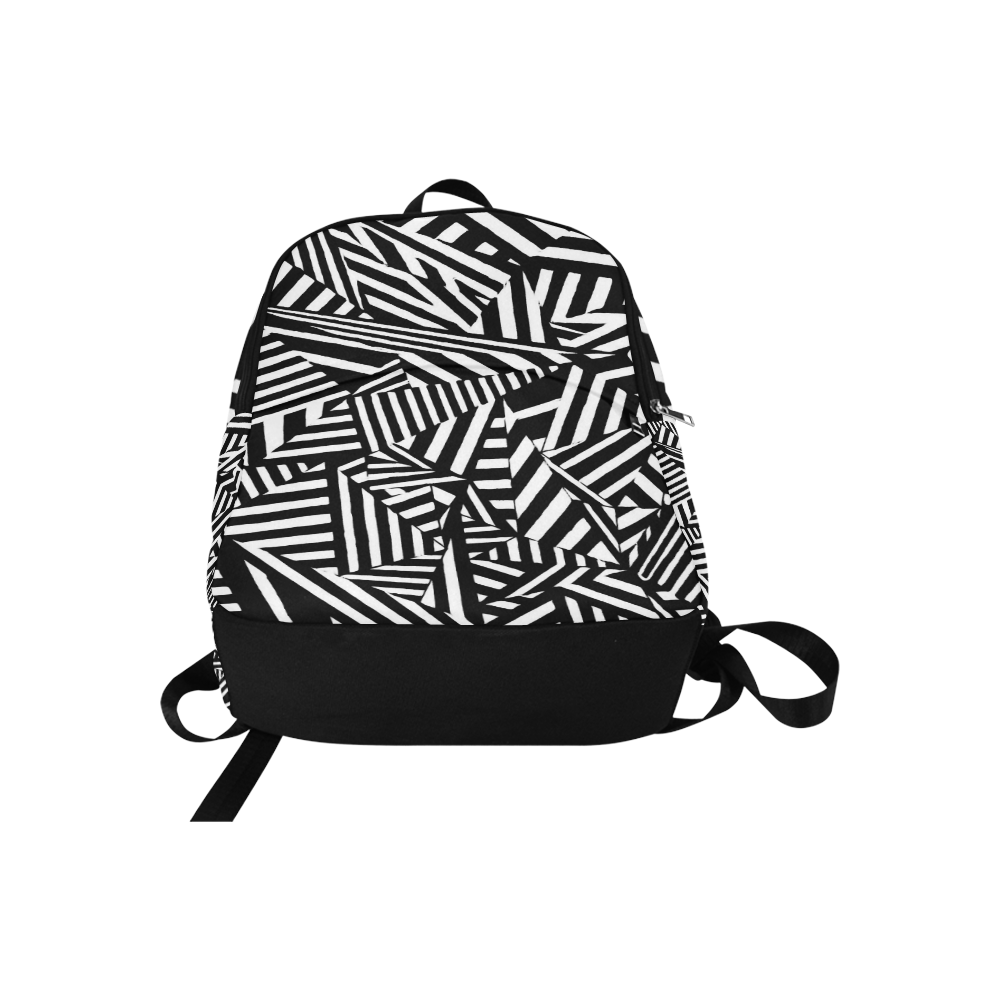 Black and White Geometric Illusion Fabric Backpack for Adult (Model 1659)