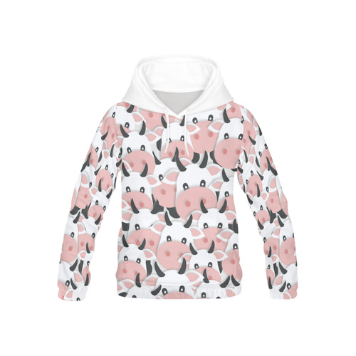 Herd of Cartoon Cows All Over Print Hoodie for Kid (USA Size) (Model H13)