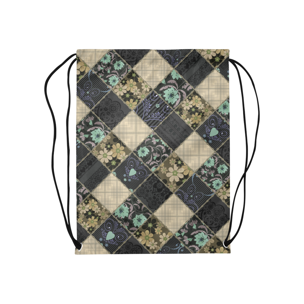 Ethnic patchwork 1 Medium Drawstring Bag Model 1604 (Twin Sides) 13.8"(W) * 18.1"(H)